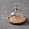 s1pc Pastry Plate WithTransparent Glass Cover; Fruit Plate With Glass Top; Small Circle Wooden Tray With Glass Lid