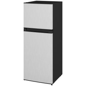kHOMCOM Small Fridge with Freezer, 4 Cu Ft Refrigerator with Reversible Doors, Silver
