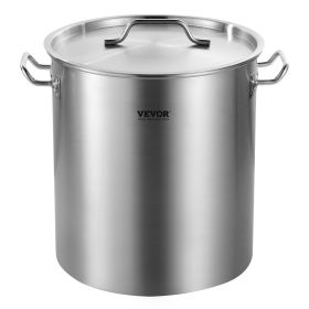 cVEVOR Stainless Steel Stockpot, 42 Quart Large Cooking Pots, Cookware Sauce Pot with Strainer, Lid, and Handle, Heavy Duty Commercial Grade Stock Pot