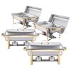 k8 Qt 4 Pack Rectangle Chafing Dish Buffet Set Full-Size & Half-Size Pans Gold