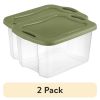 s(2 pack) 40 Quart EZ Carry, Plastic Storage Bin, Full-Grip Handles, Green