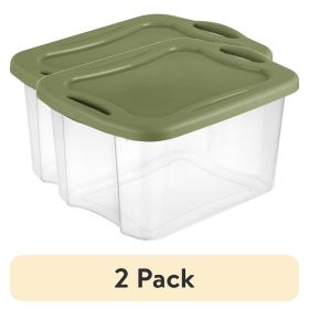 s(2 pack) 40 Quart EZ Carry, Plastic Storage Bin, Full-Grip Handles, Green