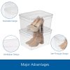 Clear Glossy Plastic Extra Tall Shoe Box with Lid, Adult Size,One Pair of Size, One Tier