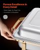 k8 Qt 4 Pack Rectangle Chafing Dish Buffet Set Full-Size & Half-Size Pans Gold