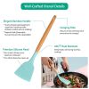 c11Pcs Silicone Cooking Utensil Set Heat Resist Wooden Handle Silicone Spatula Turner Ladle Spaghetti Server Tongs