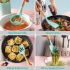 c11Pcs Silicone Cooking Utensil Set Heat Resist Wooden Handle Silicone Spatula Turner Ladle Spaghetti Server Tongs